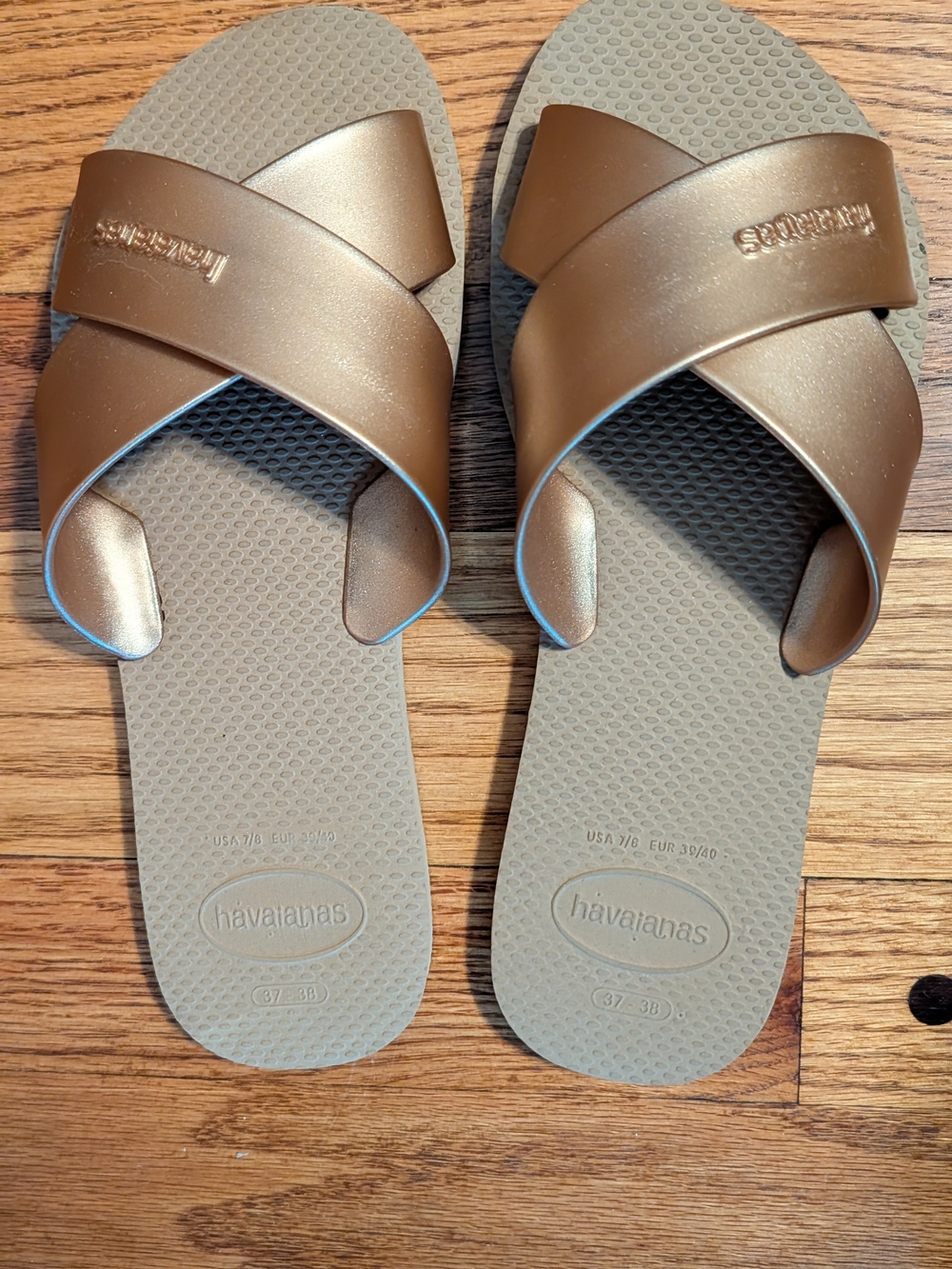 Havaianas Metallic Bronze Slide Sandals